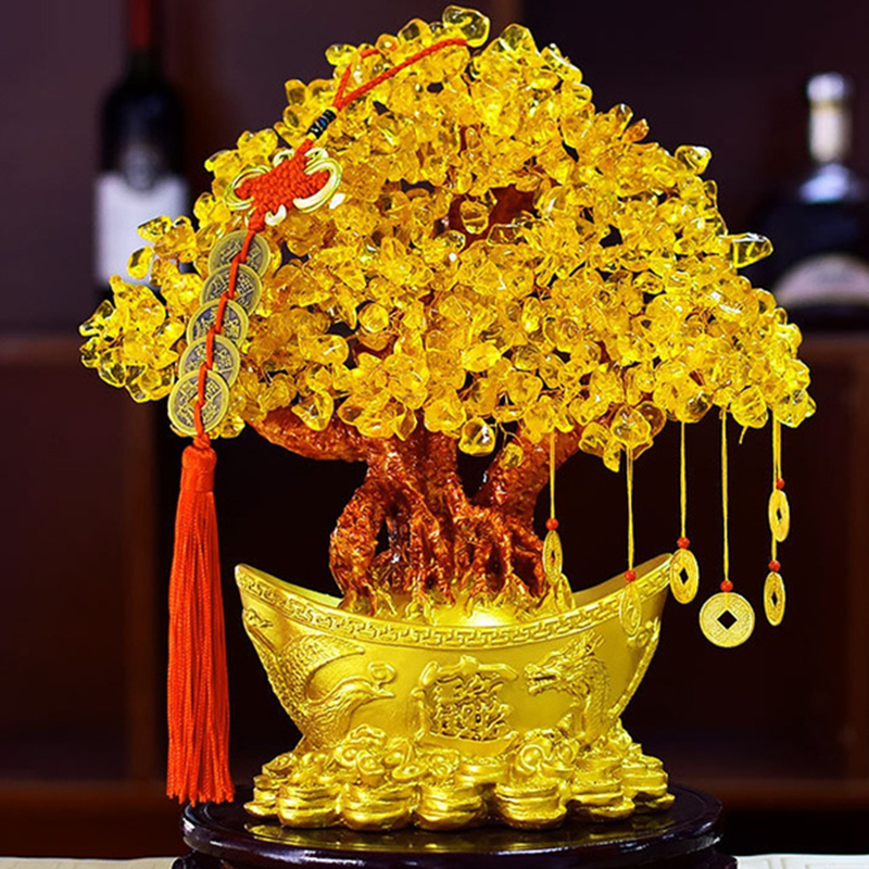 2026 Lucky Money Tree Chinese Gold Bar Crystal Fortune Tree Ornament Wealth Ornament Home Office Desk Decoration Crafts ราคา 166 บาท*ส่งฟรี
