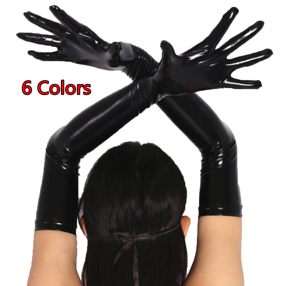 KUANGQIAN Dance Cosplay Shiny Bright Jazz Disco Punk Rock Leather Glove Hip Pop Mittens Cosplay Costumes Accessories