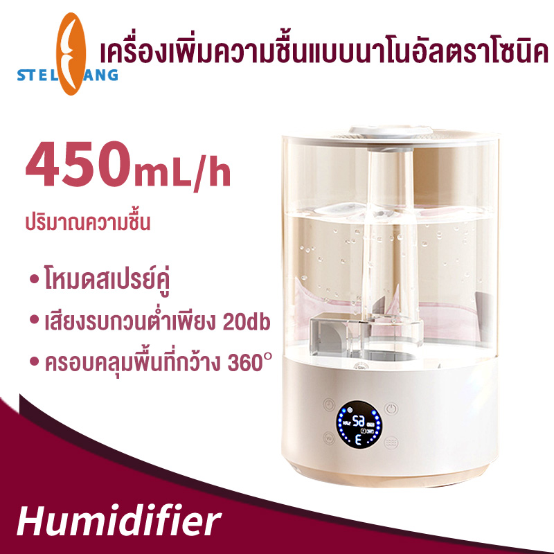 Air Humidifier เครื่องเพิ่มความชื้น 7800mL ความจุสูง เครื่องทำความชื้นระบบอัลตร้าโซนิค หน้าจอดิจิตอล ราคา 616 บาท*ส่งฟรี