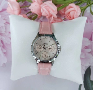 สินค้า Win Watch shop นาฬิกา CASIO รุ่น LTP-V300L-4A นาฬิกาผู้หญิง สายหนังสีชมพู สุดน่ารัก สินค้าของแท้ 100% รับประกันสินค้า 1 ปีเต็ม (ส่งฟรี เก็บเงินปลายทางได้)
