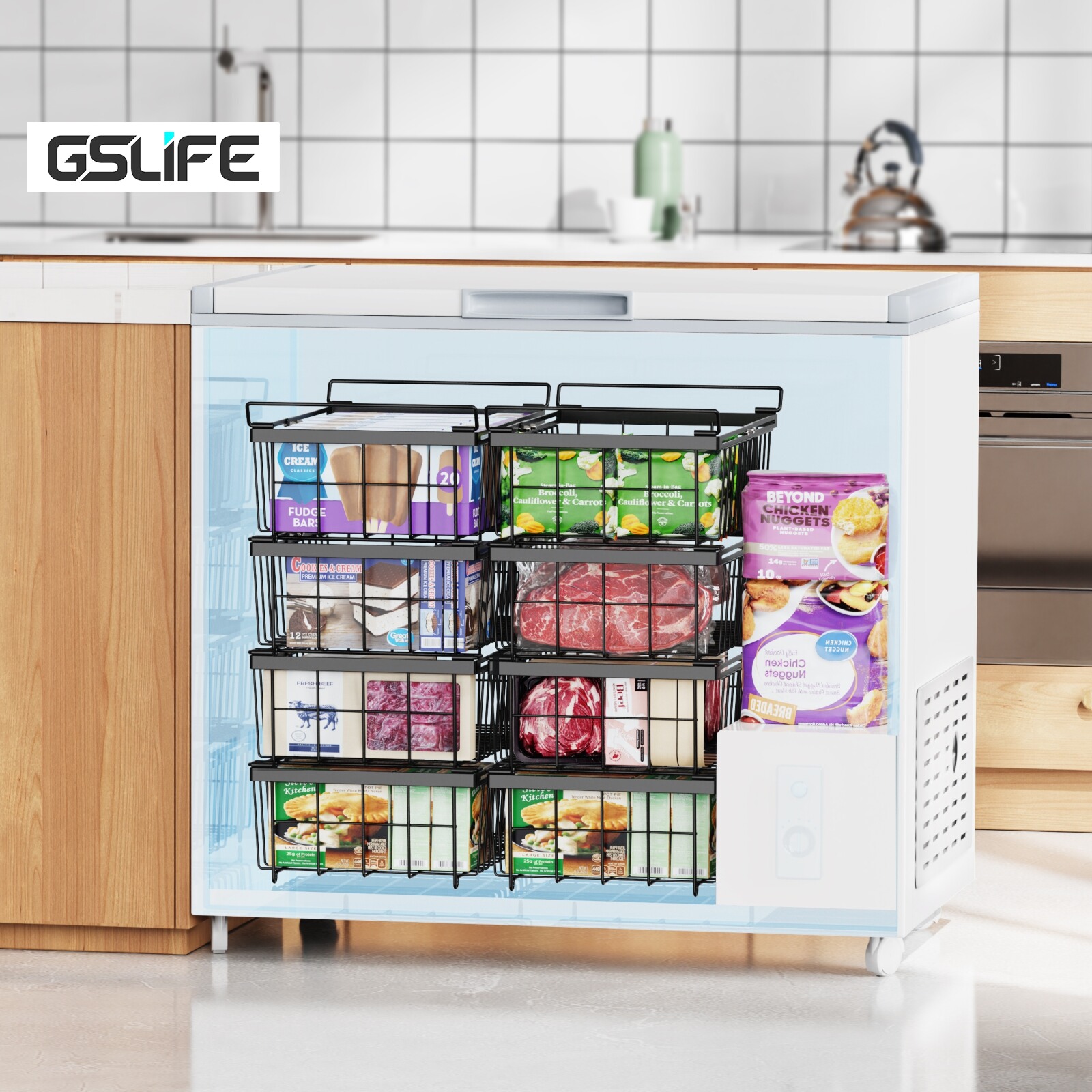 GSlife 4Pcs ชั้นวางตู้เย็น ชั้นเก็บของในตู้เย็น ตะกร้าออแกไนเฟรียเซอร์สำหรับตู้แช่แข็งสแต็กเกอบที่ดีที่สุด ทนทาน ใช้พลังงานมากขึ้น ราคา 399 บาท*ส่งฟรี