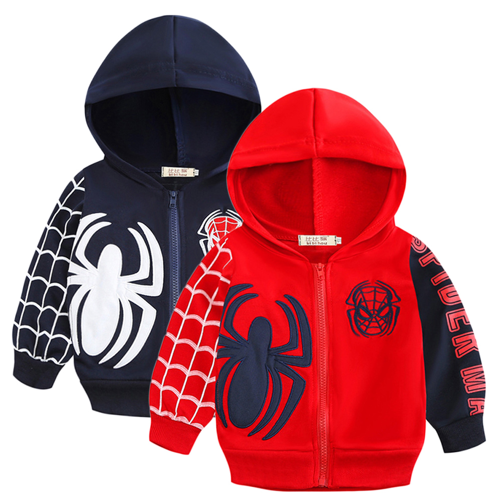 เด็ก Hoodies เสื้อแจ็คเก็ตเด็ก Superhero การ์ตูน Spidermans แจ็คเก็ตแขนยาวมีซิป Casual บางกีฬากลางแจ้ง Sweatershirt ขายร้อน