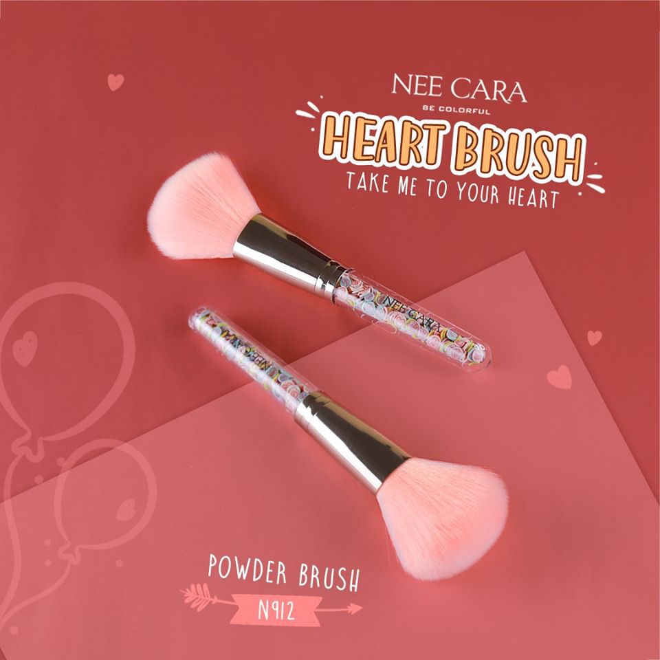 Nee Cara Love Brush นีคาร่า แปรงแต่งหน้า ด้ามเดี่ยว แปรงแต่งหน้าขนแปรงสีชมพู แพ็กเกจน่ารัก ภายในแท่งมีหัวใจกุ๊กกิ๊ก มี 9 แบบให้เลือก x 1 ชิ้น