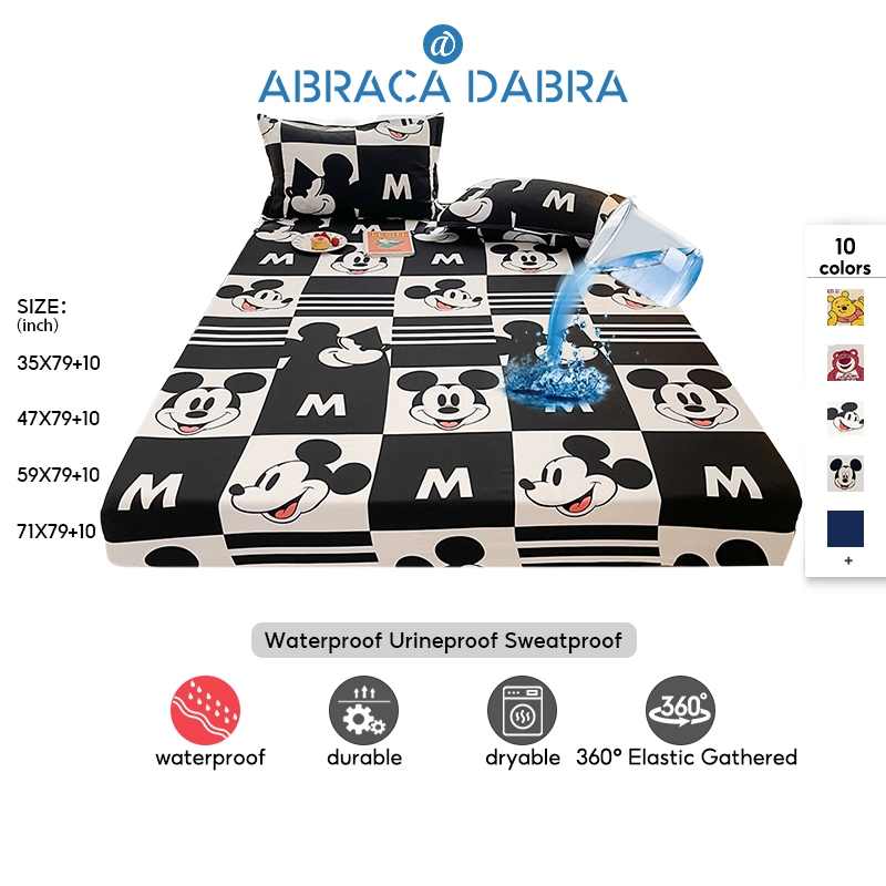 กันน้ำ 100% ผ้าปูที่นอน (ไม่มีปลอกหมอน) พิมพ์การ์ตูน ป้องกันปัสสาวะ การซึมผ่านของอากาศที่ดี 3 ฟุต/3.5 ฟุต/5 ฟุต/6 ฟุต ราคา 109 บาท*ส่งฟรี