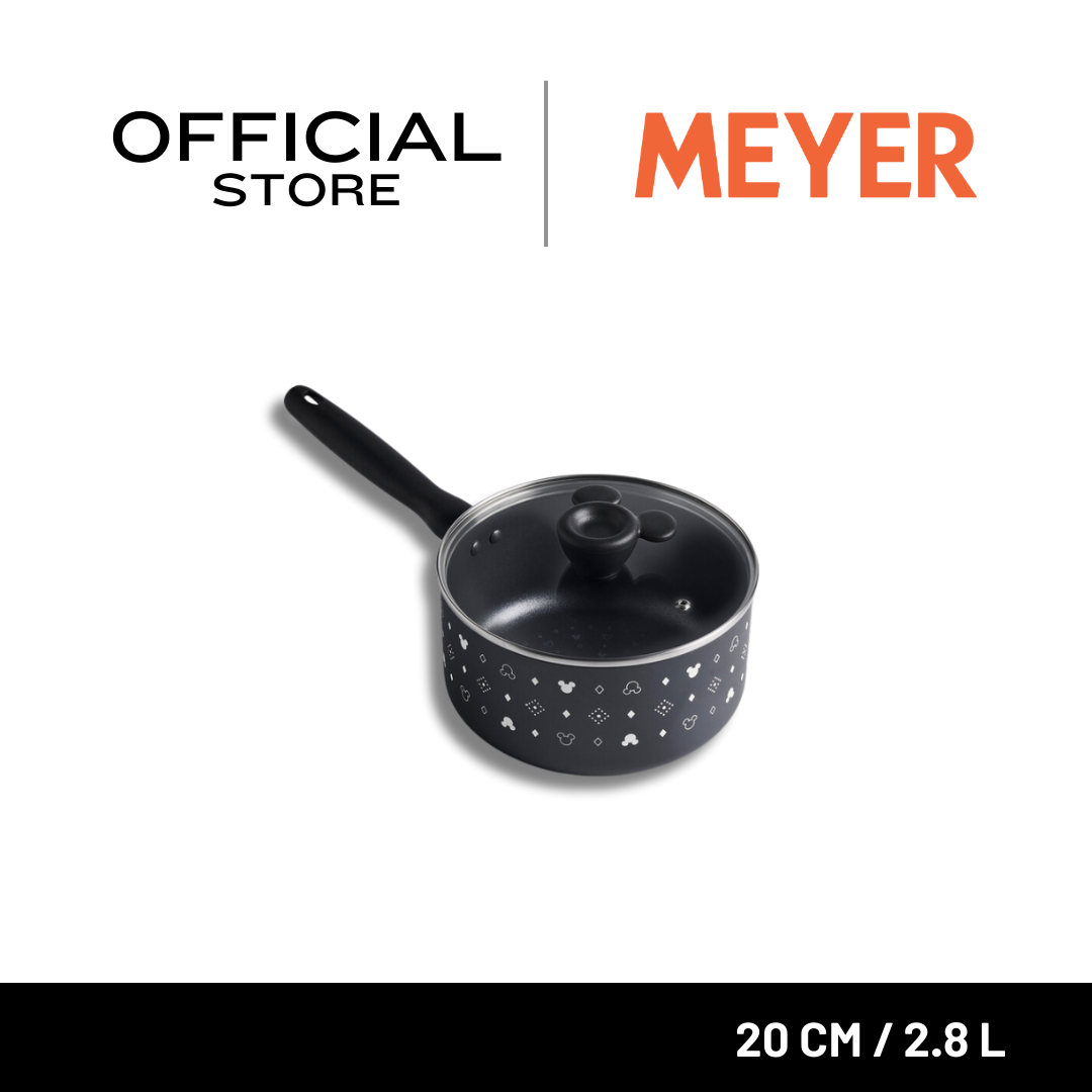 DISNEY MONOCHROME หม้อมีด้ามจับ MEYER ขนาด 20 ซม. / 2.8 ลิตร พร้อมฝาแก้ว Saucepan ลายมิคกี้ เมาส์ (18236-T) ราคา 1,040 บาท*ส่งฟรี