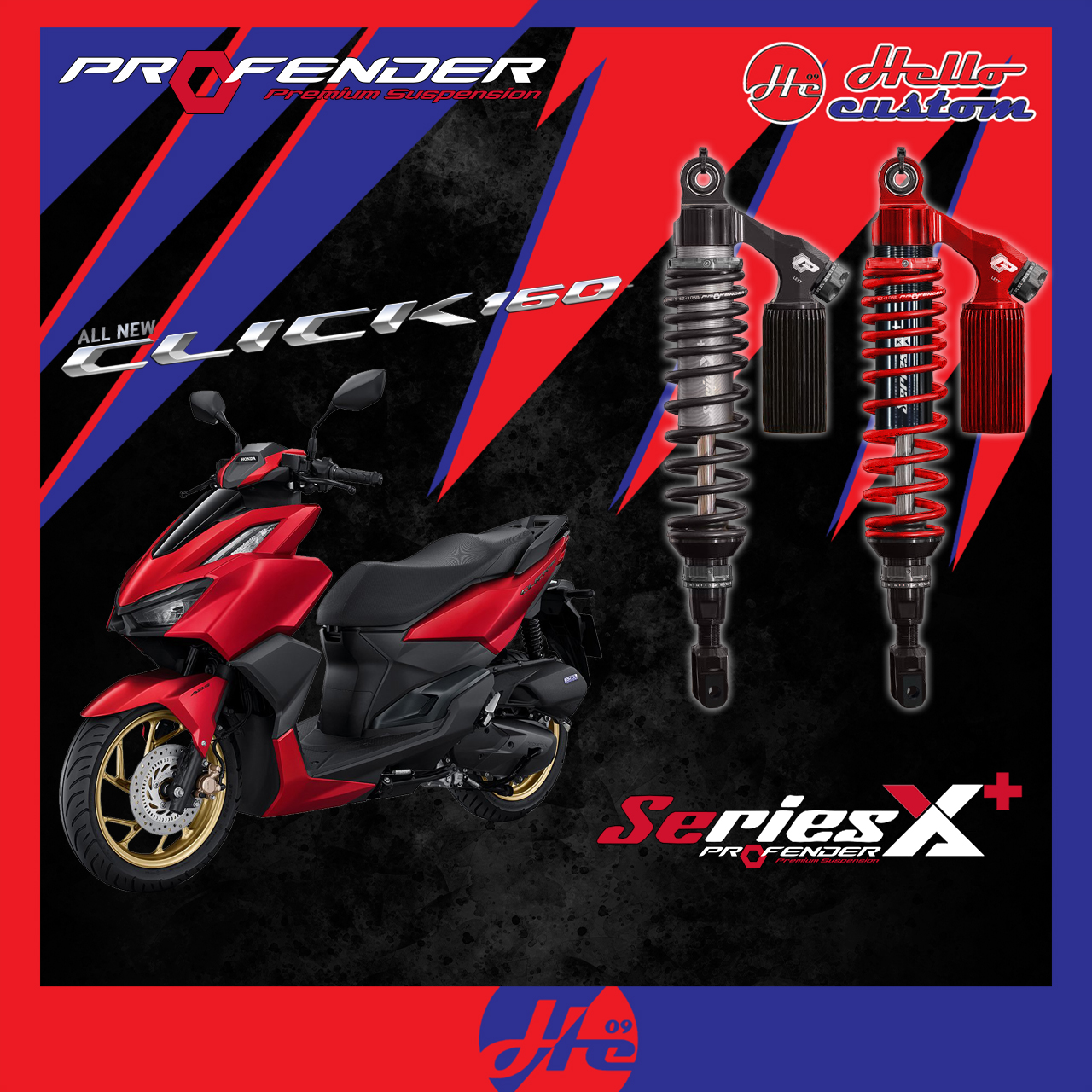 Rear Shock Absorber Profender Series X Plus / X Series Honda Click160I Rear Shock Absorber X+ Click 160 ราคา 9,970 บาท*ส่งฟรี