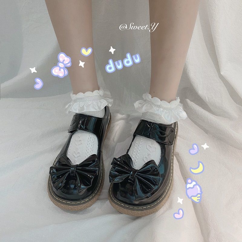 TMU934 LOLITA รองเท้าหนังขนาดเล็กหญิงน่ารักรอบหัวนุ่ม Sister Big สเก็ต JK วิทยาลัยลมป่าญี่ปุ่นโบว์รองเท้าเดียว