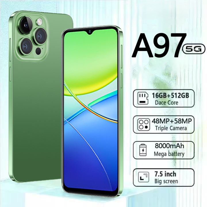 Mobile Phone A97 Smartphone 4G/5G Amoled Full Screen 7.5-Inch Hd Face Unlock Gps Navigation Mobile Phone Gaming Phone Android13.0 Cheap Mobile Phone Clearance Cheap Gaming Phone ราคา 900 บาท*ส่งฟรี