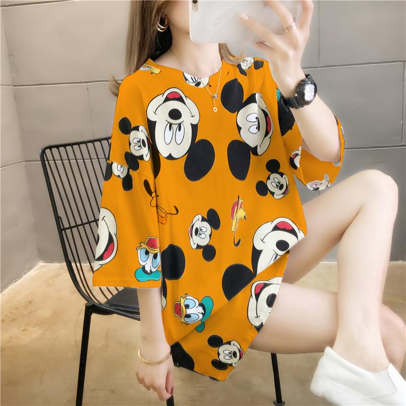 haohan shop เสื้อยืดแฟชั่นผู้หญิงลายทางแขนสั้นคอกลม เนื้อผ้าดีใส่สบาย! New Fashion women