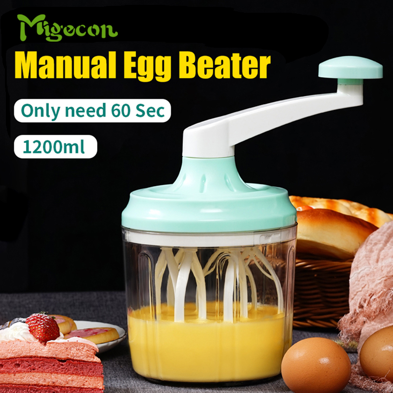 Migecon 1200ml Manual Egg Beater Whipping Cream Whisk Blender Coffee Grinder Baking Tools & Accessories Cake Accessories Strong Power 60 Seconds Fast Stirring ราคา 339 บาท*ส่งฟรี