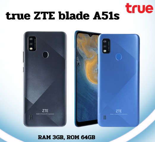 New True ZTE Blade A51S (Ram3/64GB) Sim1 รองรับTrue Dtac Sim2ใส่เครือข่ายอื่นAISรับสายได้เครื่องใหม่เคลียร์สต๊อก ราคา 1,698 บาท*ส่งฟรี