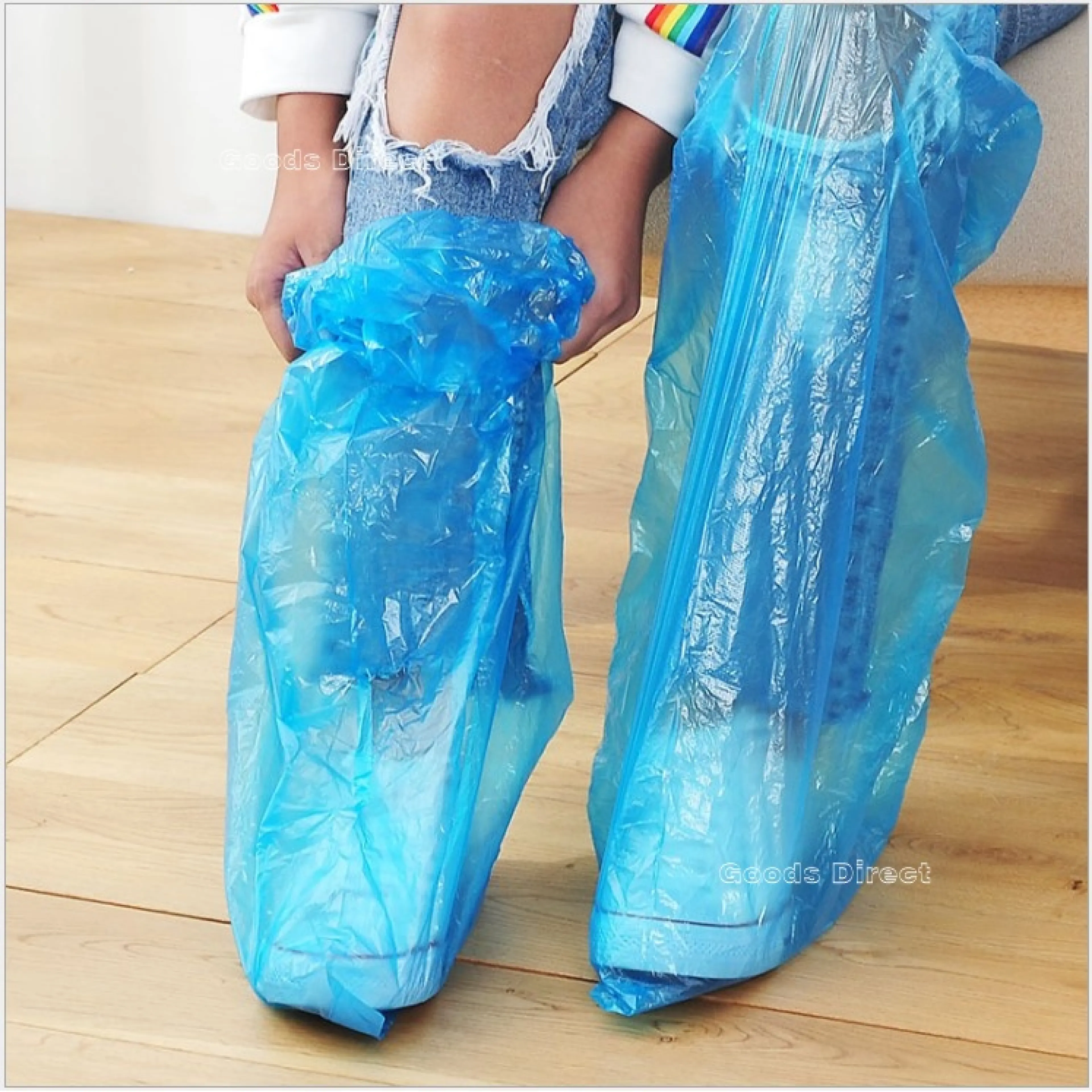 ถุงเท้า ถุงคลุมเท้า leg cover ถุงขากันฝน ถุงสวมเท้า ถุงคลุมรองเท้าพลาสติก(แบบยาว) ถุงคลุมพลาสติก ถุงคลุมกันน้ำกันฝน - รูปที่ 1