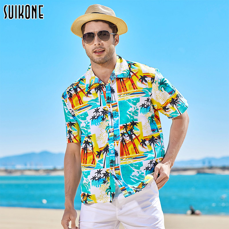 Suikone Casual shirts for men Seaside resort version men's short sleeves Premium print short sleeves - ยี่ห้อ Suikone ราคา 186 บาท*ส่งฟรี