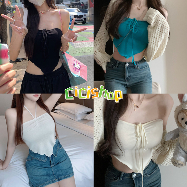 Cici(3061)เกาะอกทรงสามเหลี่ยม ดีเทลผูกโบว์ด้านหน้า ราคา 72 บาท*ส่งฟรี