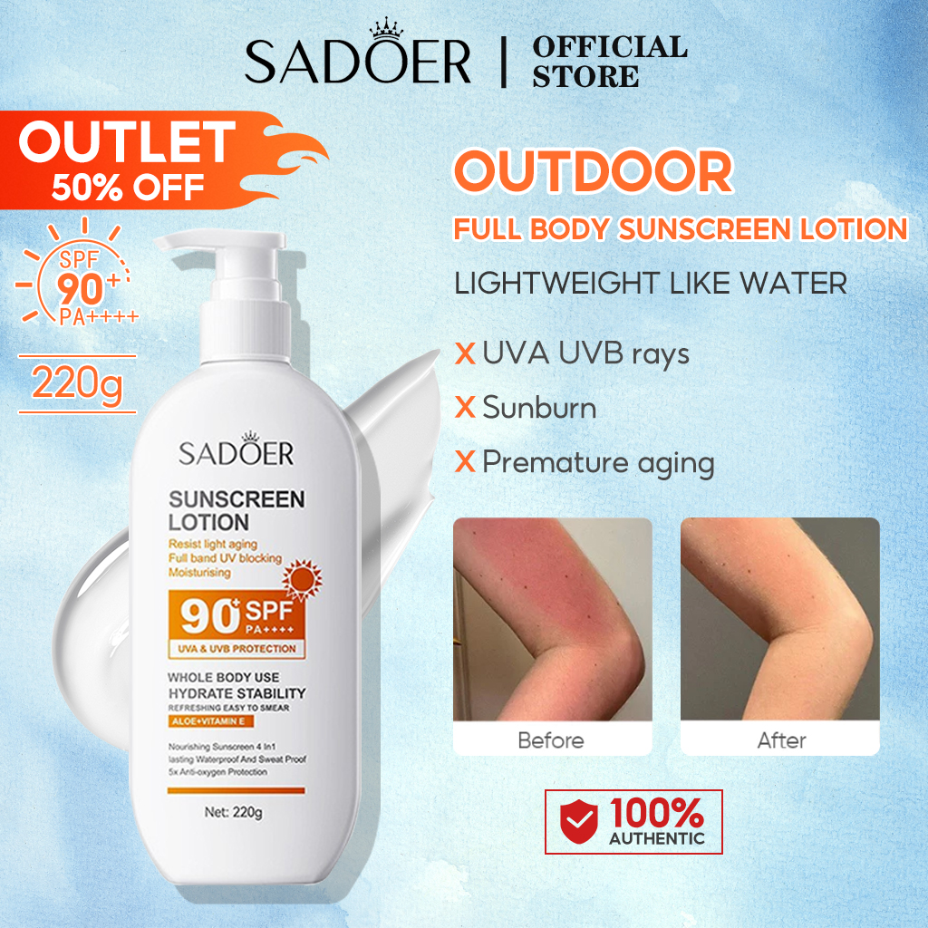 Sadoer body sunscreen aqua light daily sunscreen SPF 90 PA +++ aqua light daily sunscreen