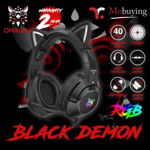 ภาพหน้าปกสินค้าหูฟัง Onikuma K9 Pink / Demon / Black Demon Cat Ear Gaming Headset หูฟังเกมส์มิ่ง หูฟังเล่นเกมส์ หูฟังมีหูแมว เสียงดังฟังชัด ไมโครโฟนตัดเสียงรบกวน มีไฟ RGB ที่เกี่ยวข้อง