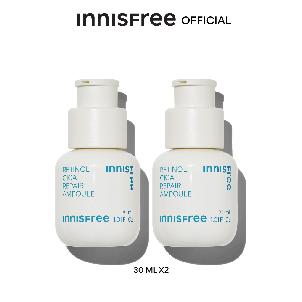 เซรั่มบำรุงผิวหน้า เอสเซนส์สูตรเข้มข้น Innisfree Double Retinol Cica Repair Ampoule Set (30 ml. X2) อินนิสฟรี เรตินอล แอมพลู เซต (30 มล. 2 ชิ้น)