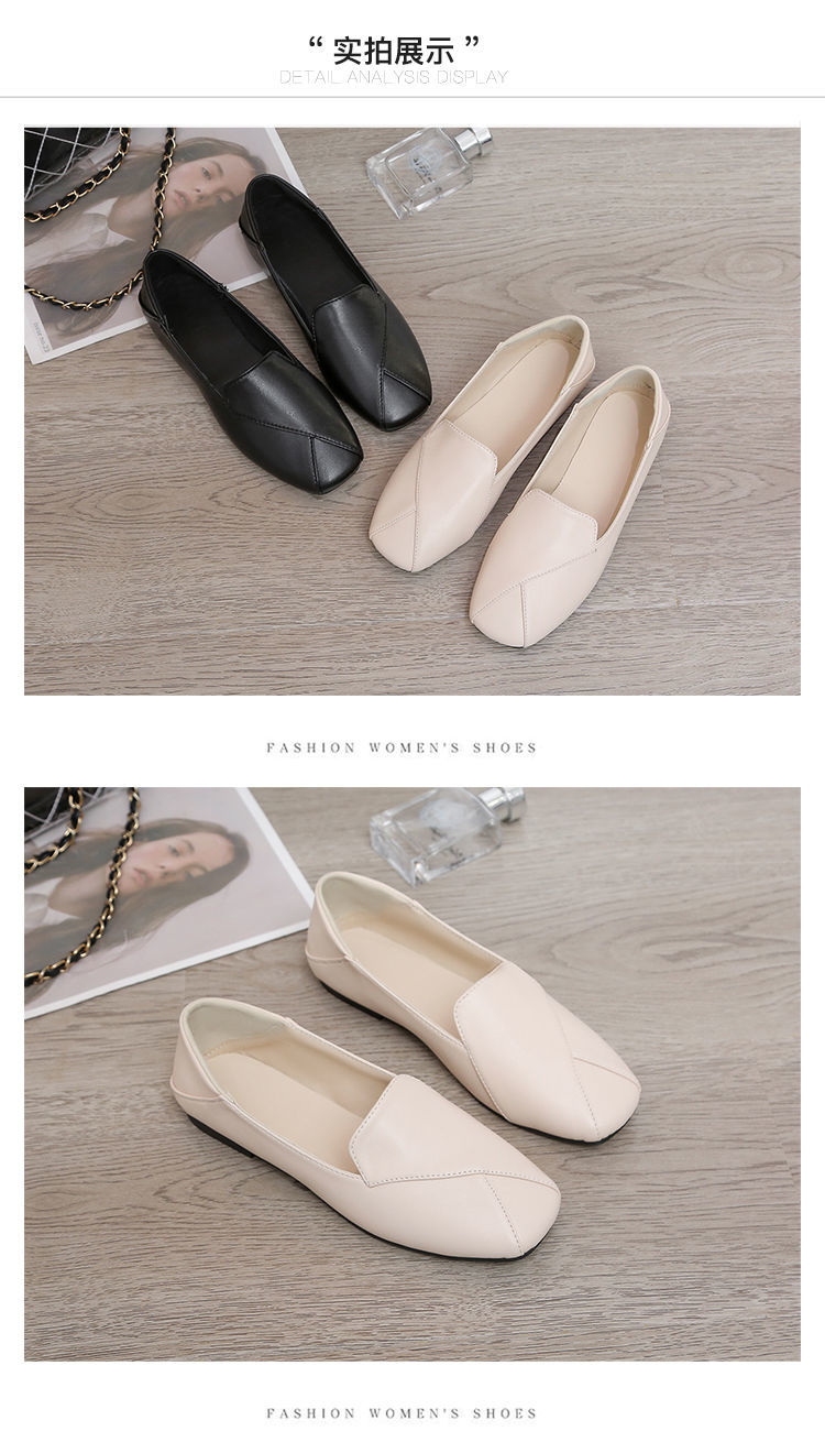 wtMei Fashion Small Leather Shoes Women's New Flat-soled Large Size Doll Single Shoes Soft Leather Low Heel Loafers Shoes