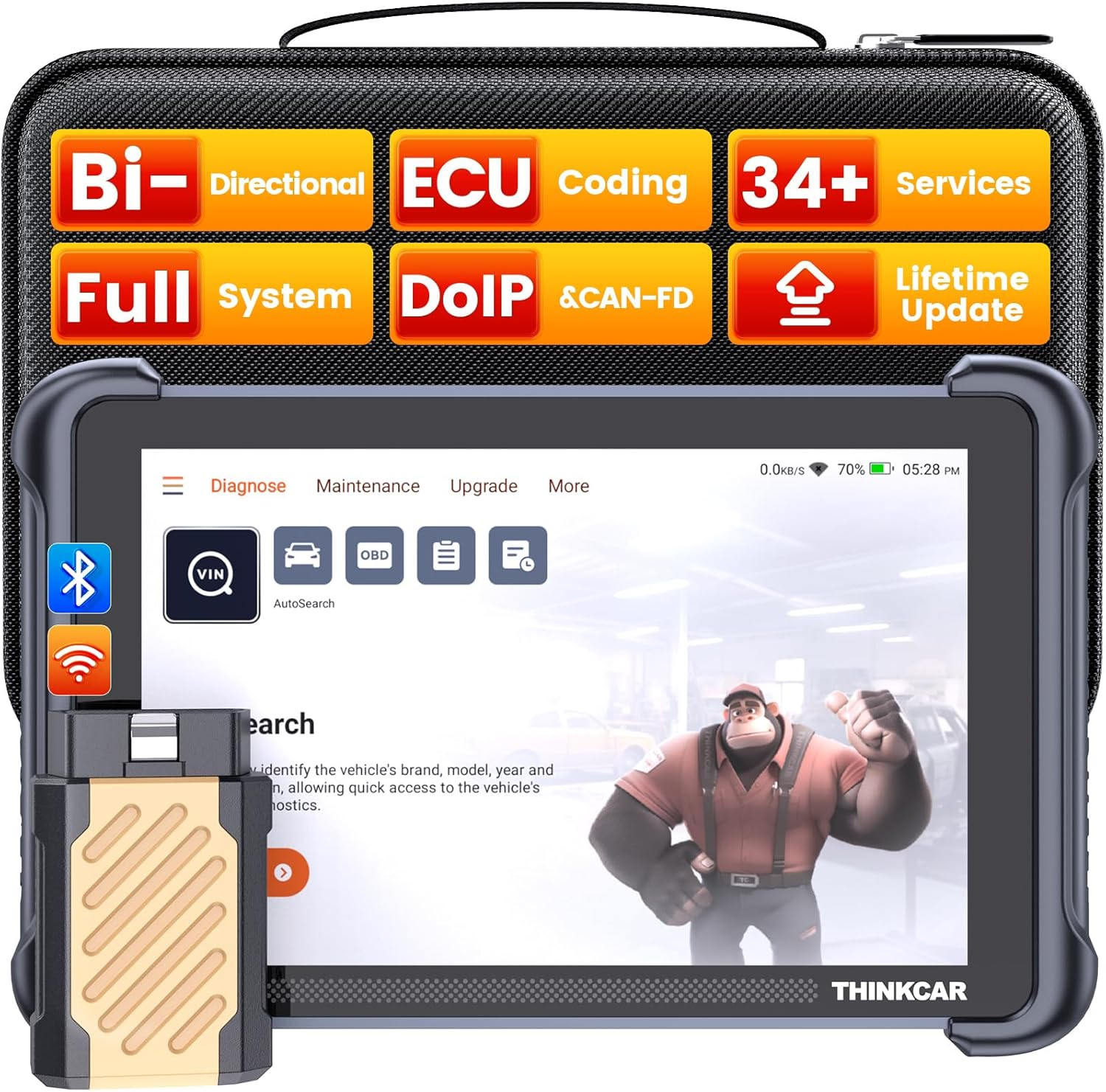 THINKCAR THINKSCAN 689BT Professional Car Diagnostic Tool CANFD DOIP Bi-directional ECU Coding 34 Reset Full System Obd2 Scanner ราคา 17,337 บาท*ส่งฟรี