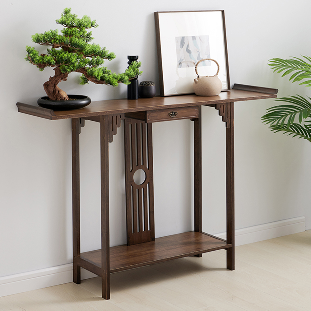 UNHO ยาว 82 ซม. โต๊ะสไตล์จีน Classic Style Solid Wood Console Table with Drawer โต๊ะอเนกประสงค์ ราคา 1,699 บาท*ส่งฟรี