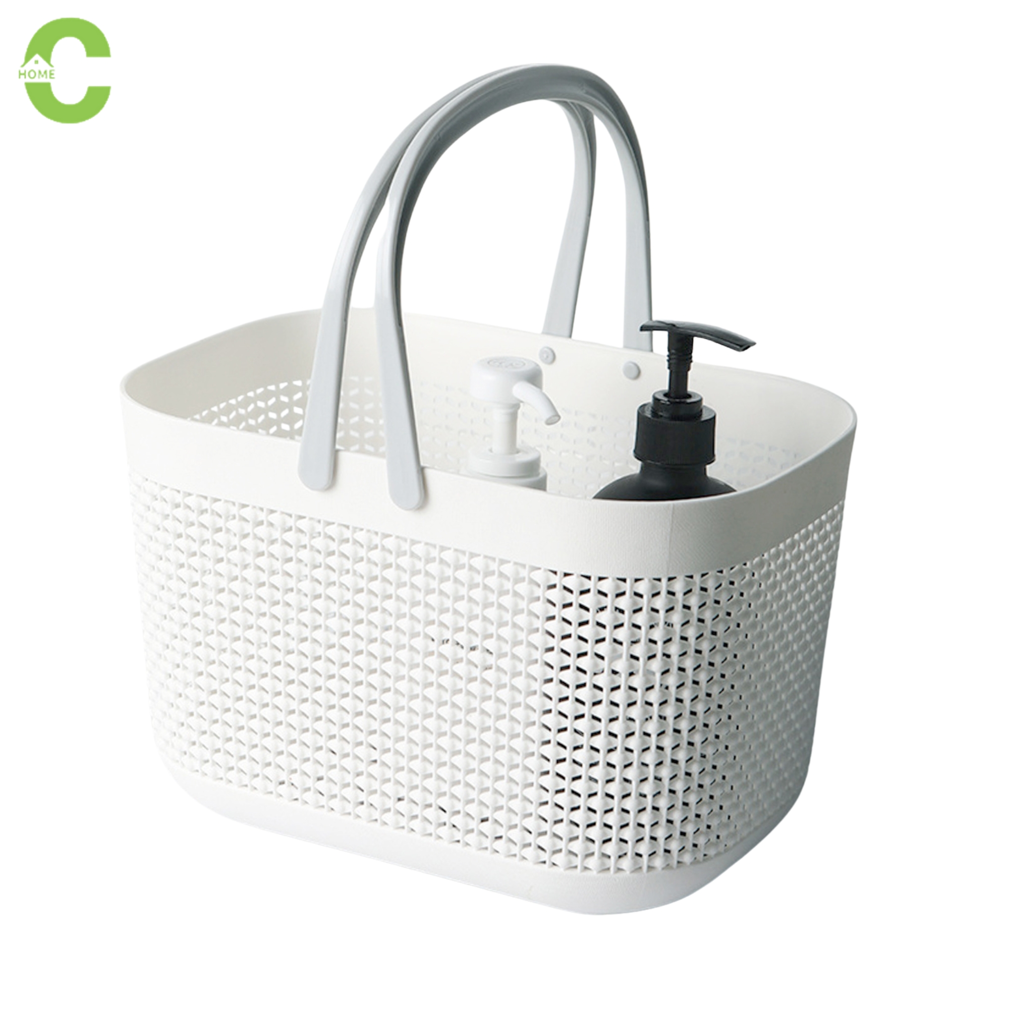 HOMEC ตะกร้าเก็บของ ตะกร้าในห้องน้ำ ตะกร้าผ้า basket กว้าง 26.5ซม. วางซ้อนกันได้ แบบมีหูหิ้ว มีรูระบายน้ำ ไม่มีฝาปิด สไตล์มินิมอล ราคา 79 บาท*ส่งฟรี
