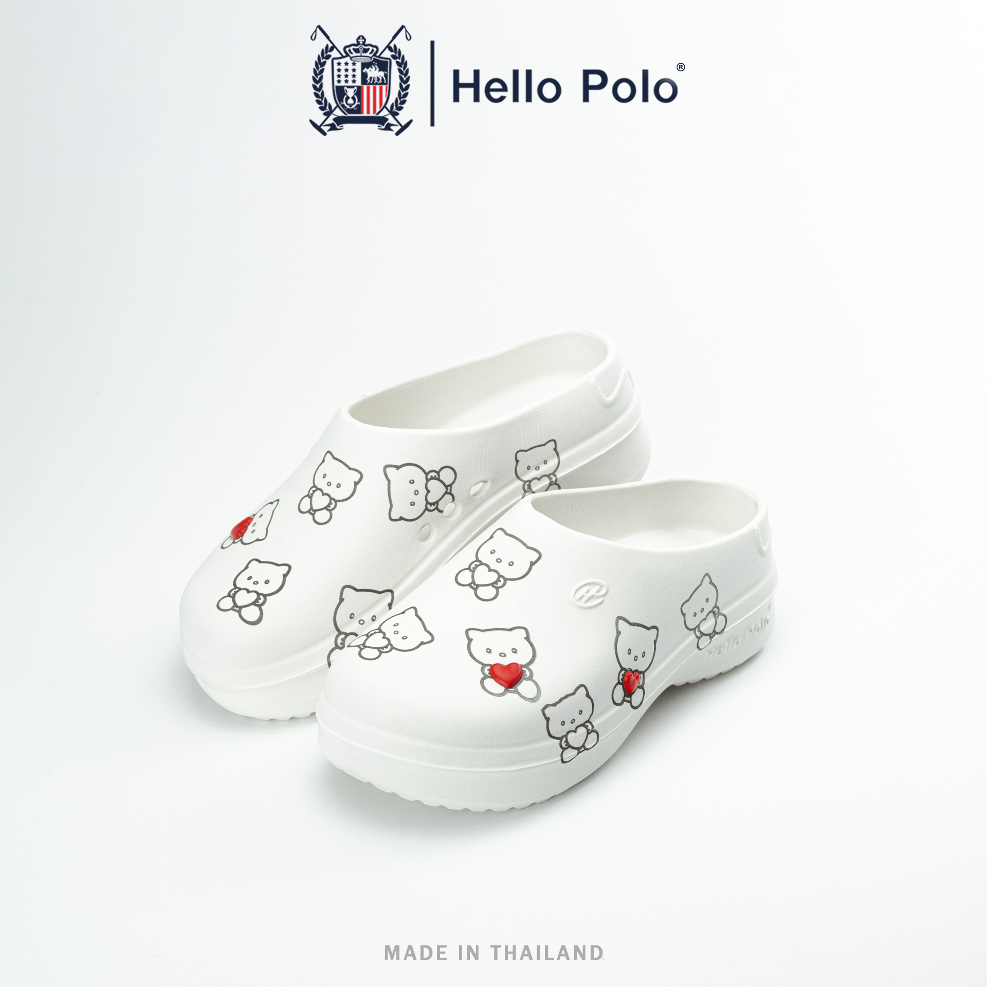 Hello Polo Women's Sandals, Cat Pattern, Thick Soles, Light and Comfortable, Soft, Anti-Slip and Durable, Outdoor, Fashion, Casual, Eva Hp8009A ราคา 179 บาท*ส่งฟรี