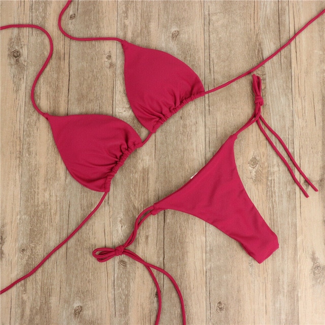 2020 Brazilian Women Mini Micro Bikini G-string Waist Thong Bandage Push up Strapless Hot Sexy Beachwear Mujer Swimsuit