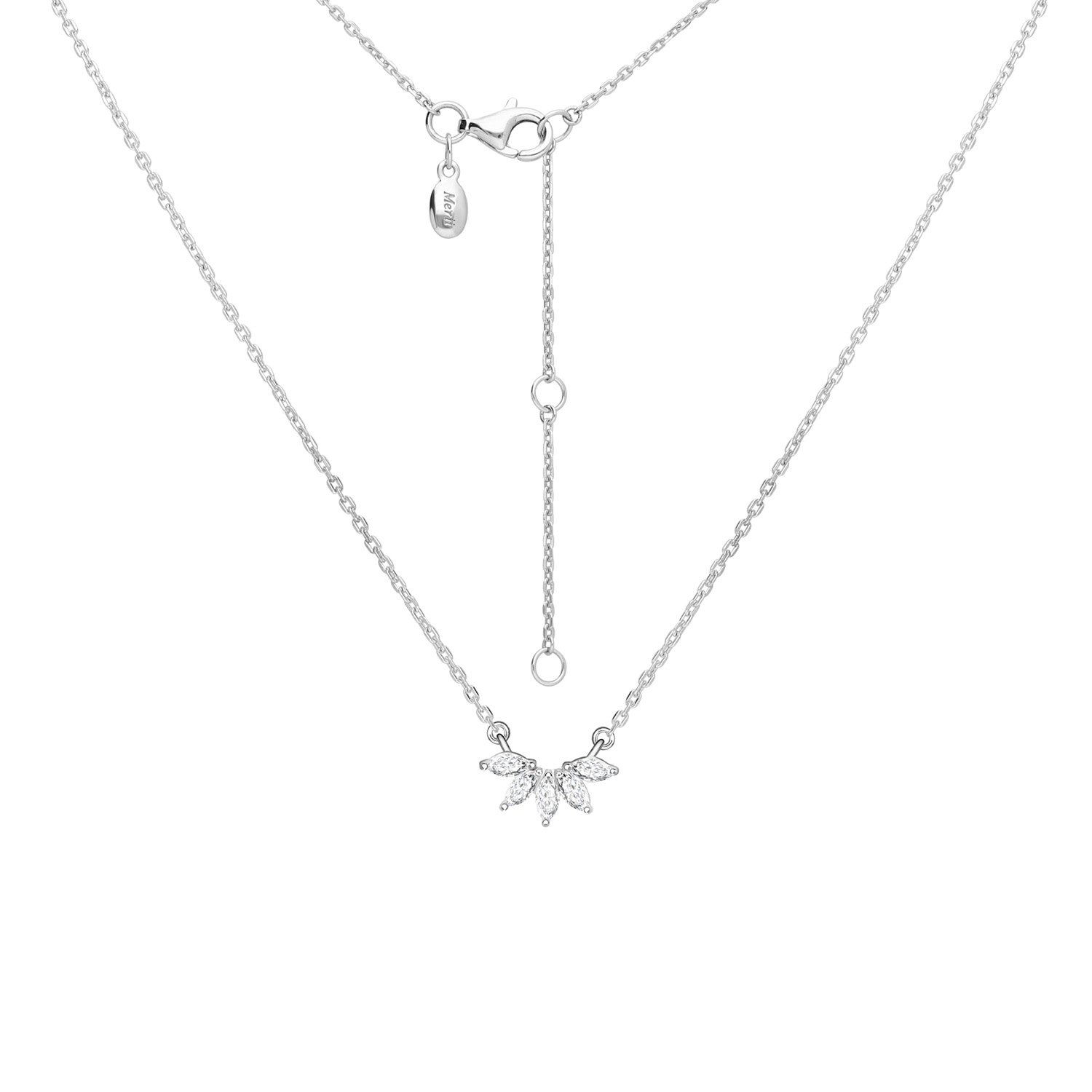 Merii Silver rhodium plated CZ floral leaf pendant with 16" chain nacklace: Little Piece of Me sterling silver necklace 221n0379-01 ราคา 2,720 บาท*ส่งฟรี