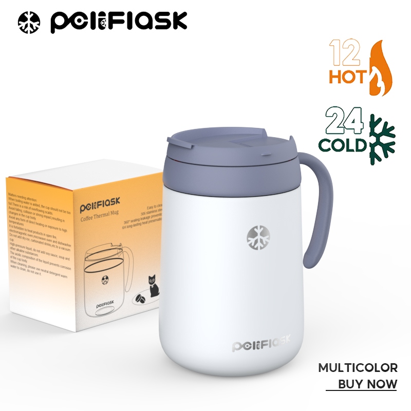 Peliflask 350ml/500ml Stainless Steel Coffee Cup, Vacuum Insulated Cup With Leak Proof Lid, Dual-Purpose Insulated Cup ราคา 144 บาท*ส่งฟรี