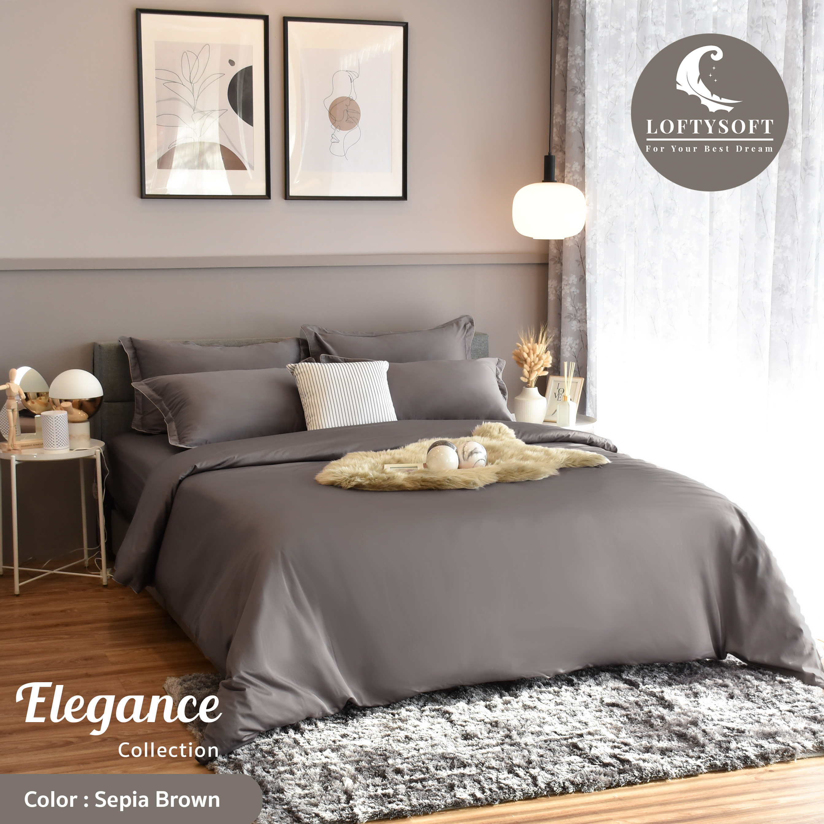 LOFTYSOFT Bed Sheet Set 6ft KING, 5ft QUEEN, 3.5ft SINGLE, Cotton Silk 550TC, Elegance Collection ราคา 1,495 บาท*ส่งฟรี