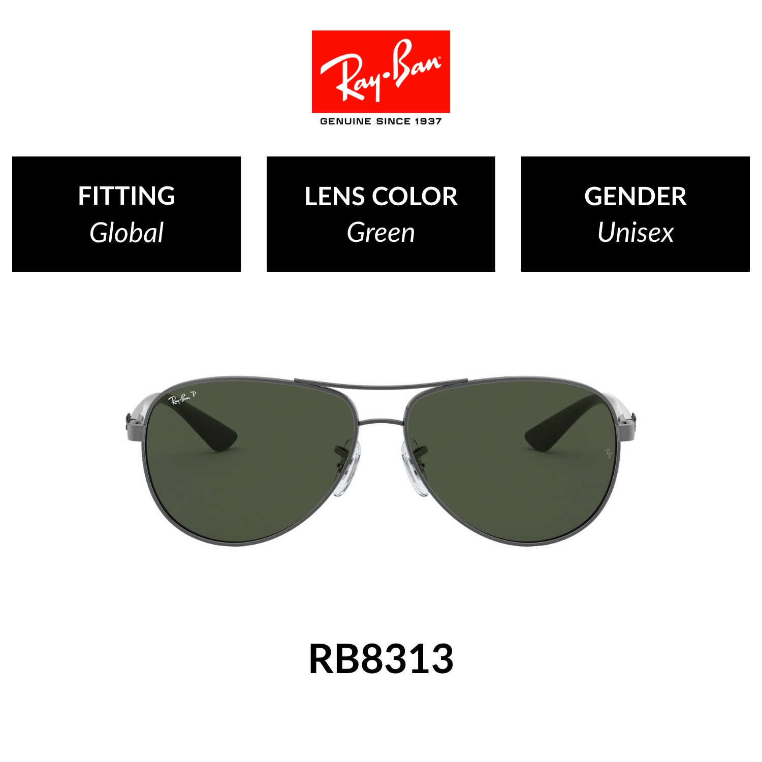 Ray-Ban Polarized- RB8313 004/N5 - size 61 แว่นตากันแดด ราคา 9,265 บาท*ส่งฟรี