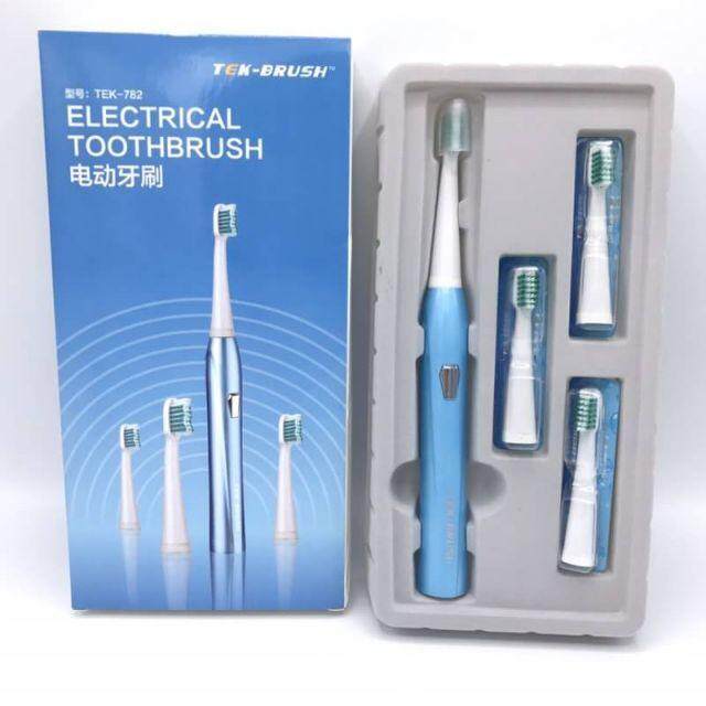  ระนอง Electrical Toothbrush ชุดแปรงสีฟันไฟฟ้า Tek Brush  พร้อมหัวเปลี่ยน 3 หัว 