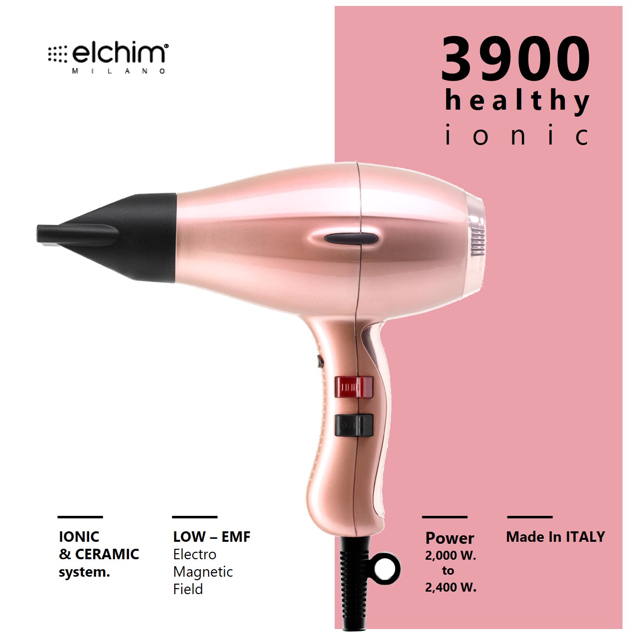 Elchim 3900 Healthy Ionic Hair Dryer (Venetian Rose Gold) Model 3900 HEALTHY IONIC ราคา 5,369 บาท*ส่งฟรี