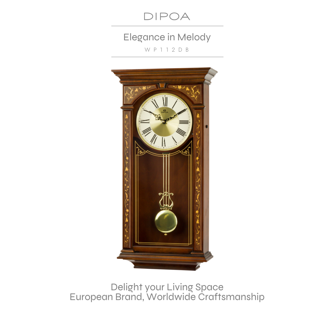 Dipoa Elegance in Melody (Wp112Db) Wooden Cabinet Wall Clock with a Vintage Design. ราคา 6,280 บาท*ส่งฟรี
