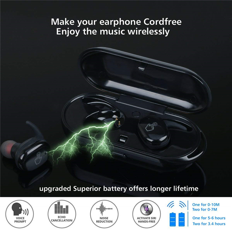 มุมมองเพิ่มเติมของสินค้า HUAQOO หูฟังบลูทูธ หูฟังไร้สาย หูฟังตัดเสียงรบกวน Y30 TWS 5.0 สำหรับโทรศัพท์มือถือ Android IOS
