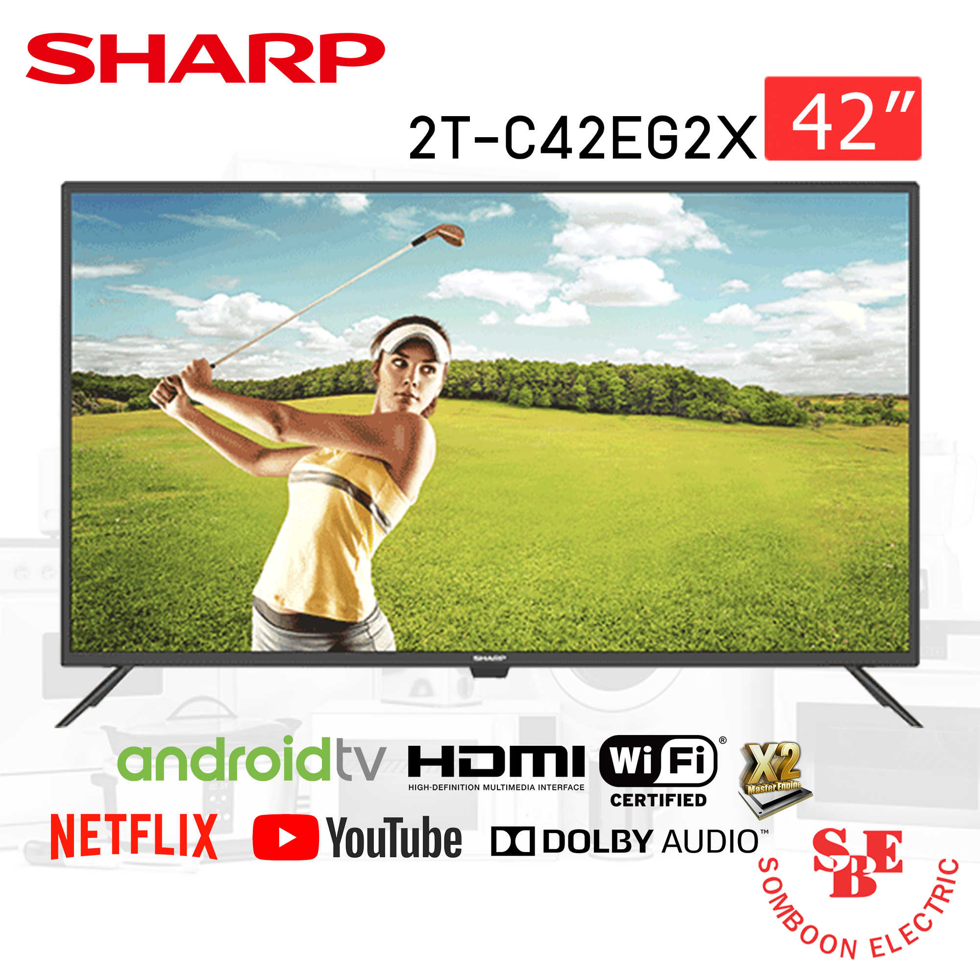 SHARP Android TV Digital 2K FULL HD รุ่น 2T-C42EG2X ขนาด 42 นิ้ว ราคา 6,490 บาท*ส่งฟรี