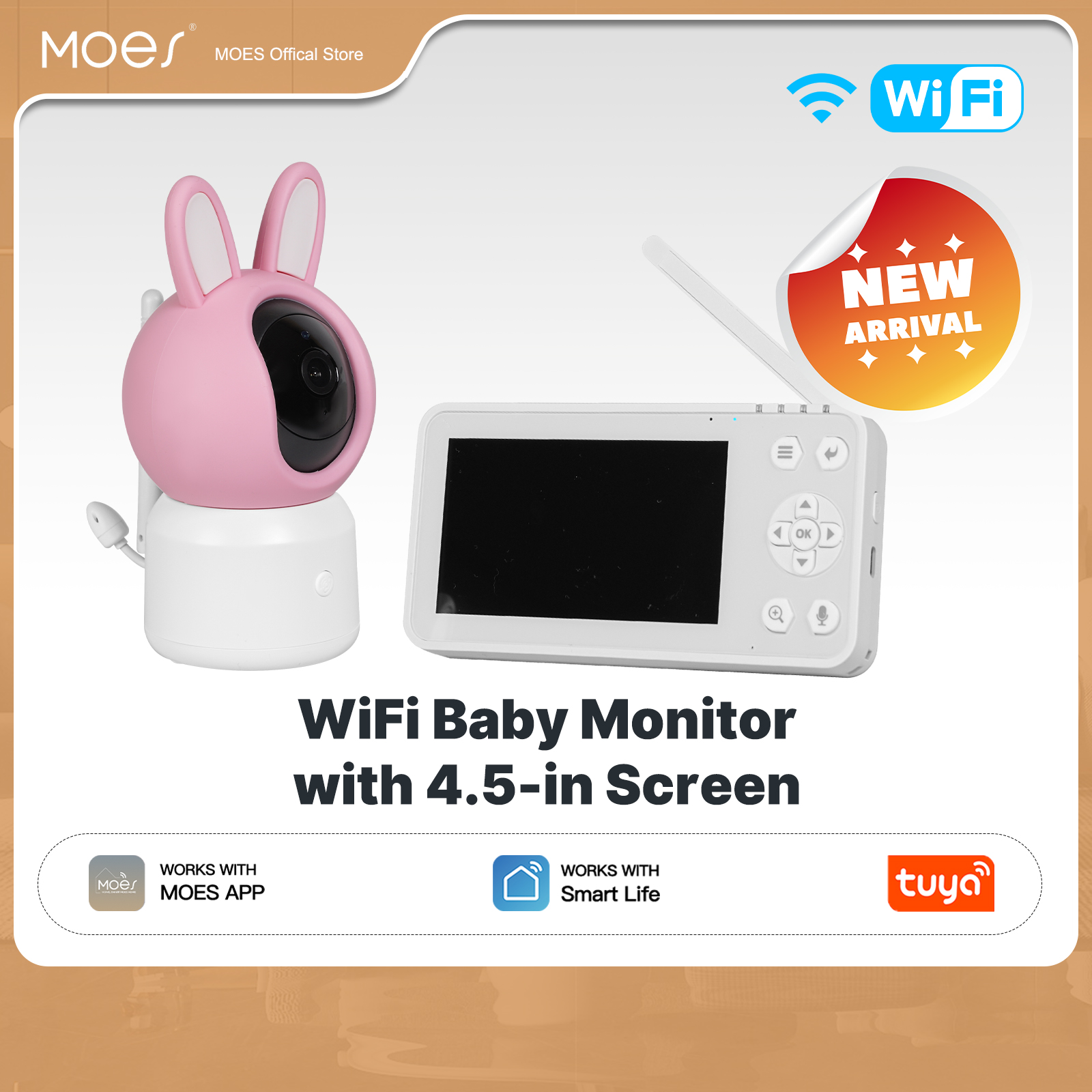 Smart Baby Pet Monitor Wi-Fi Remote Security Camera 4.5 Inch Lcd Screen Ptz Zoom Lullaby ราคา 4,168 บาท*ส่งฟรี