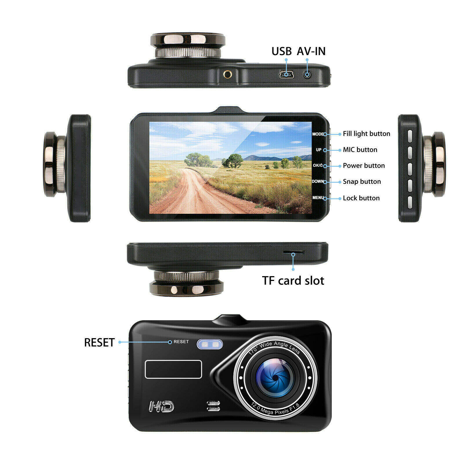 คำอธิบายเพิ่มเติมเกี่ยวกับ [หน้าจอสัมผัส4นิ้ว]Car Camera กล้องติดรถยนต์ Full HD 1296P Dash CAM กล้องหน้ารถ กล้องถอยหลัง หน้าจอLCD วิสัยทัศน์กลางคืนHD วีดีโอรีไซเคิล เมนูภาษาไทย รับประกัน1ปี