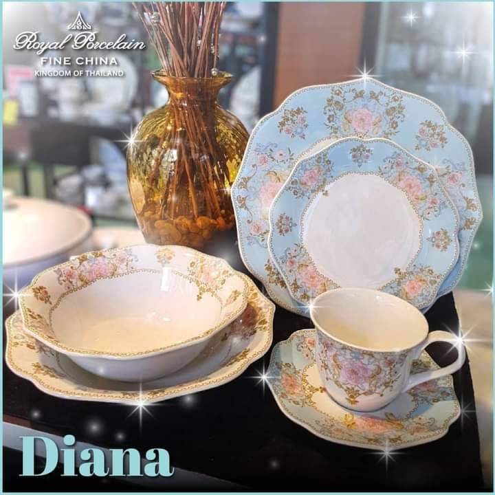 ชุดอาหาร 6 ชิ้น (6 รายการ รายการละ1ชิ้น) ลวดลาย DIANA เนื้อไฟน์ไชน่า (FINE China) สำหรับ 1 ท่าน แบรนด์รอยัล ปอร์ซเลน ROYAL PORCELAIN ราคา 976 บาท*ส่งฟรี
