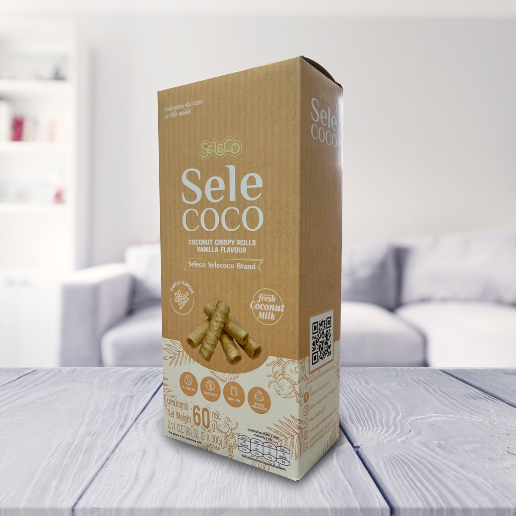 Seleco Selecoco Gold Crispy Roll (Coconut Crispy Roll) Vanilla Flavor, Size 60 Grams ราคา 72 บาท*ส่งฟรี
