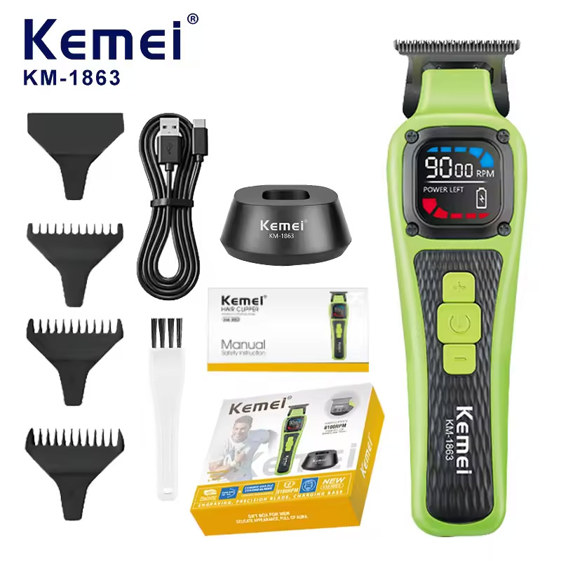 ปัตตาเลี่ยน Keme แบตเตอร์เลี่ยนไร้สาย ปรับความแรงมอเตอร์ได้ 7000-9000RPM แบตตาเลี่ยน แบตเลี่ยนตัดผม บัตตาเลี่ยน ชาร์จไฟได้ Professional Hair Clipper ราคา 1,890 บาท*ส่งฟรี
