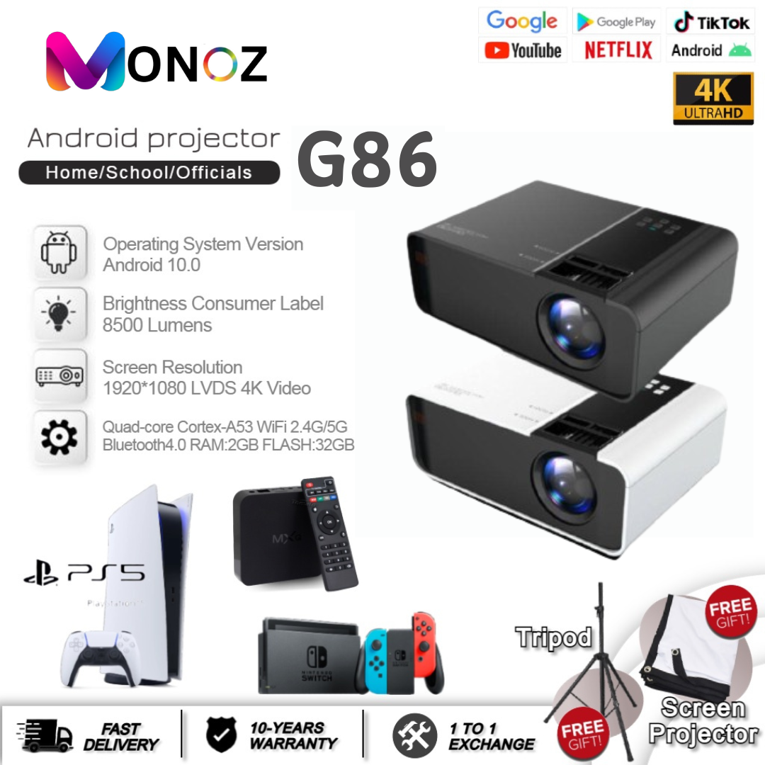 Mini Projector G86 Home TV Wifi HD 1080P Wireless Mirroring Screen Bluetooth Remote Control Portable ราคา 2,659 บาท*ส่งฟรี