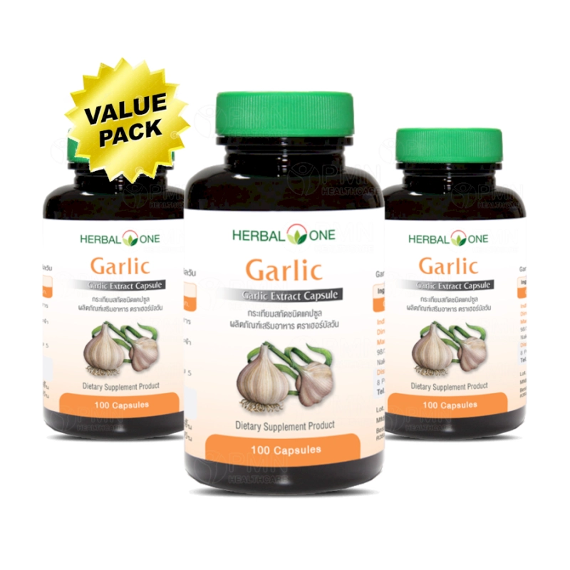 ภาพหน้าปกสินค้าHerbal One Garlic 3x100 Capsules เฮอร์บัลวัน การ์ลิค กระเทียมสกัดแคปซูล 3x100 เม็ด (Value Pack) จากร้าน pmn healthcare บน Lazada