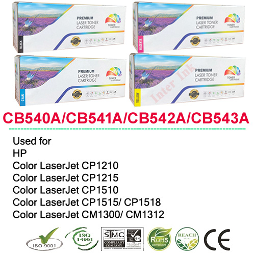 Compatible Hp Cb540A/ Hp Cb541A/ Hp Cb542A/ Hp Cb543A (125A) Black/Blue/Yellow/Red Ink Cartridges ราคา 1,250 บาท*ส่งฟรี
