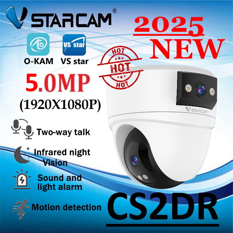 Vstarcam Cs2Dr Wifi / Cg2Dr Sim 4g (Dual Lens) 5.0Mp(1296P) Wireless Cctv Camera Indoor Camera Color Image with Ai+ Alarm Detector ราคา 639 บาท*ส่งฟรี