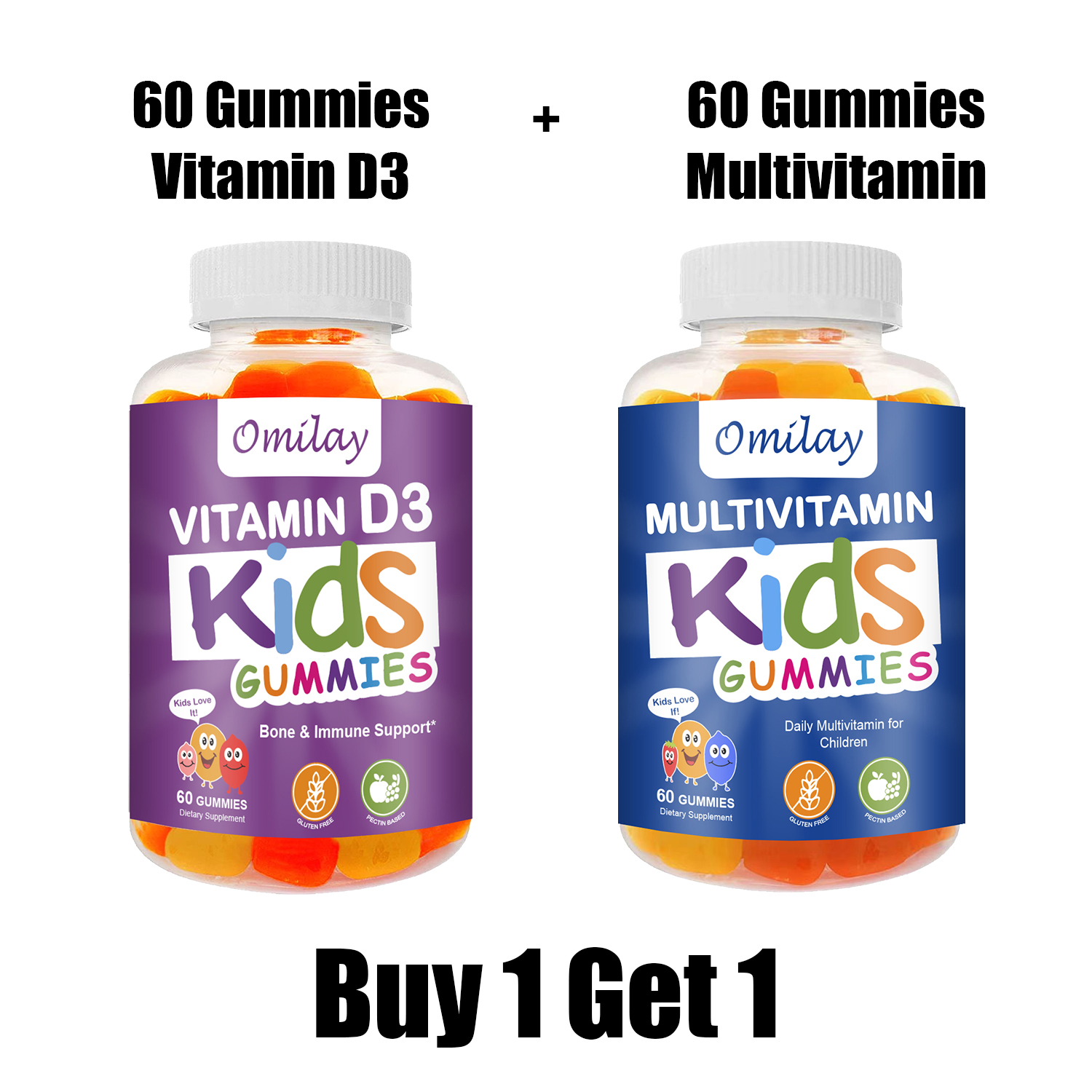 Omilay วิตามินรวม Multivitamin Kids Gummy วิตามินรวม สำหรับเด็ก วิตามินเอ Vitamin E Vitamin D Organic อาหารเสริม 60 เม็ด