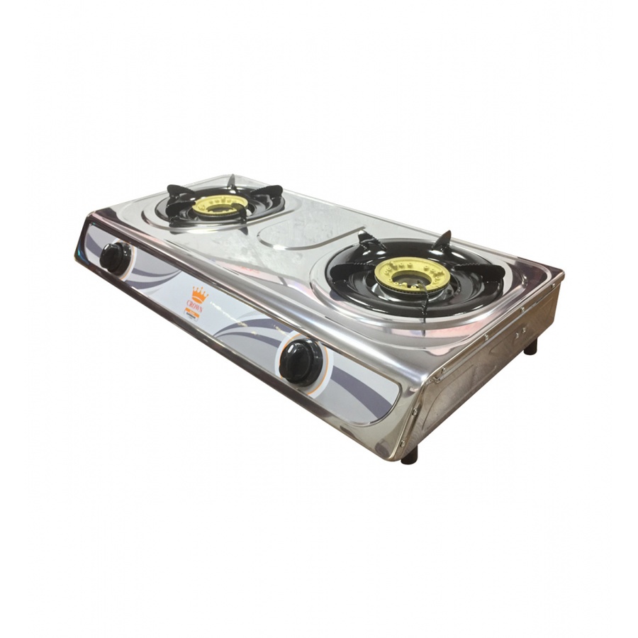 Global House CROWN เตาแก๊สตั้งโต๊ะสเตน 2 หัวเตา หัวทองเหลือง SUPERSAVE รับประกันของเเท้ ราคา 649 บาท*ส่งฟรี