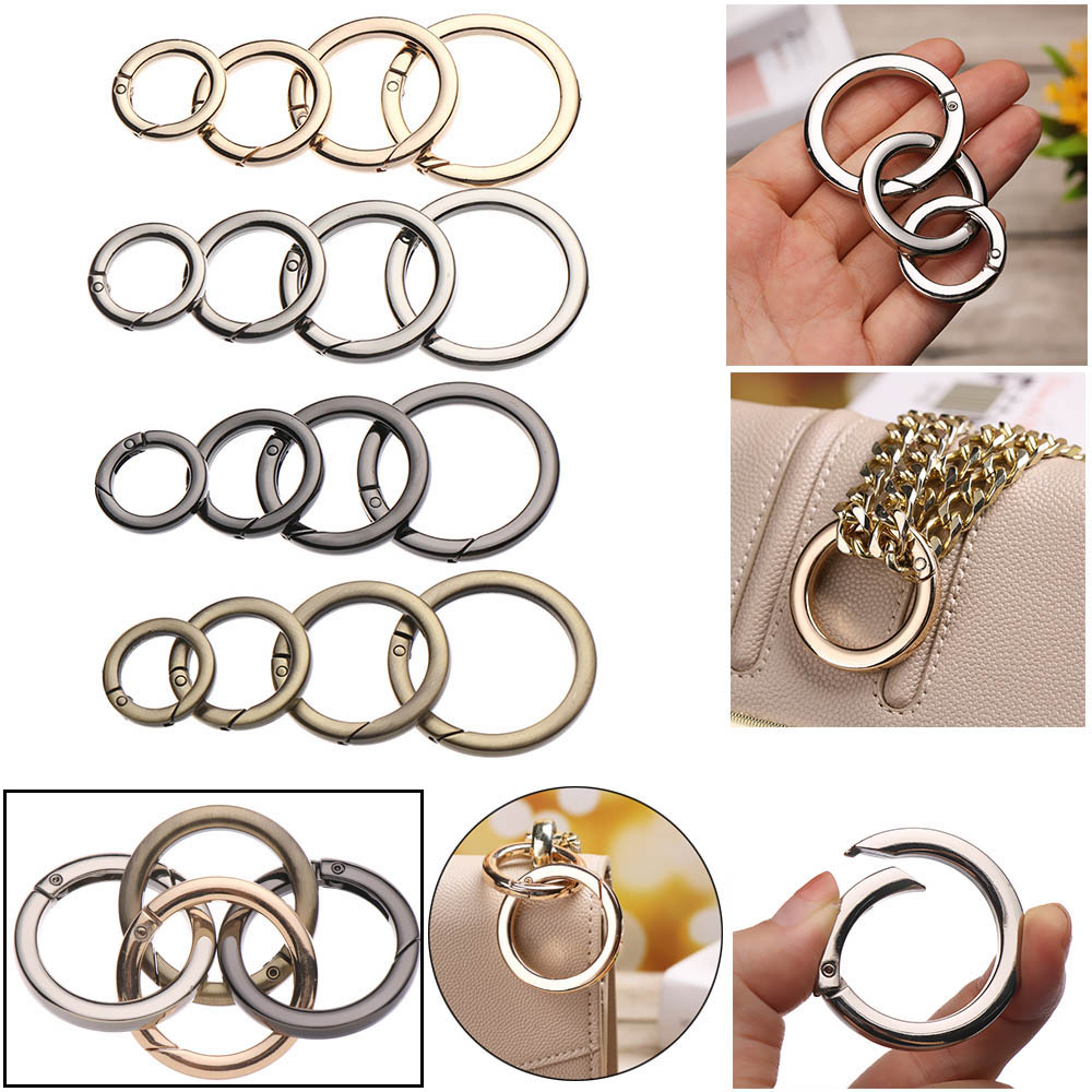 zbrtdr 1 PC สังกะสีอัลลอยด์ชุบประตูฤดูใบไม้ผลิ O-Ring หัวเข็มขัดคลิป Carabiner กระเป๋าถือรอบ Push Trigger Snap Hooks กลางแจ้ง Carabiner