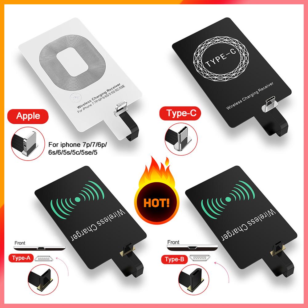 QI Wireless Charging Receiver แผ่นชาร์จไร้สาย แผ่นรองรับการชาจไร้สาย แผ่นรับสัญญาณไร้สาย Wireless Charging Receiver For Type-C/ Android Micro USB/ ใอโฟน Mobile D15