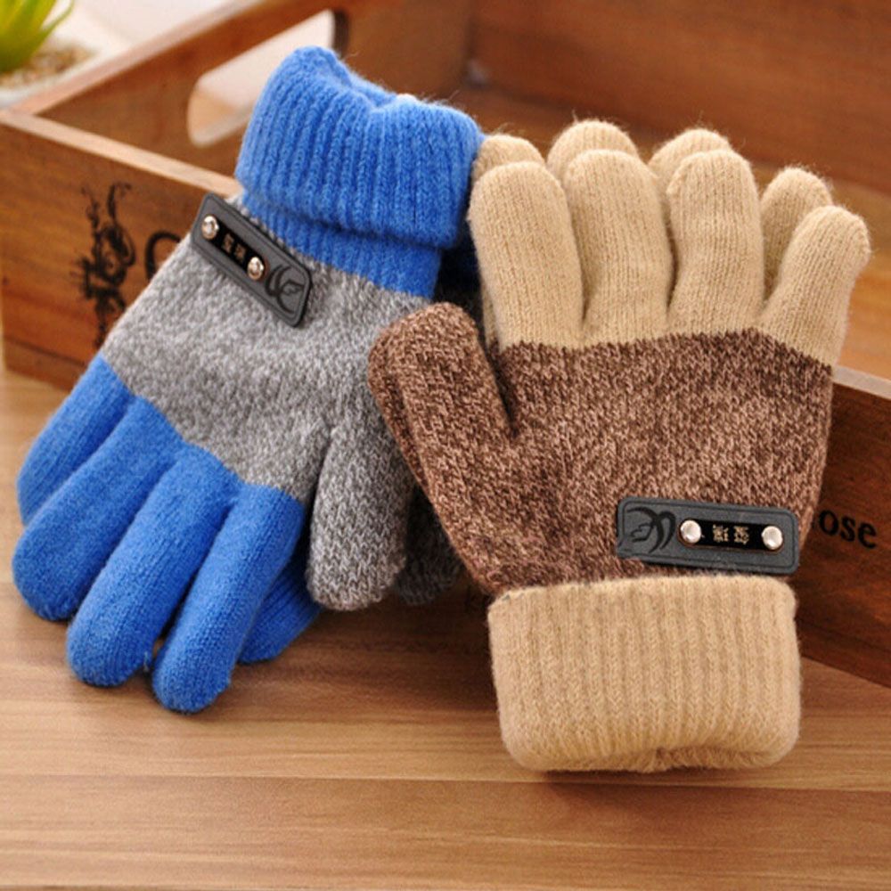 HMNO4ใหม่อุ่นแฟชั่นอบอุ่นฤดูหนาวหนาถุงมือเต็มนิ้ว Mittens Finger Protector ถุงมือถัก